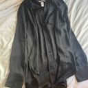 H&M Black Satin Button Down Photo 1