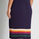 Modcloth  Spirited Spectrum Navy Knit Skirt With Rainbow Stripes Pride Office XS Photo 1