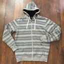 O'Neill O’NEILL grey striped zipper hooded jacket, fleece lined, size M Photo 0