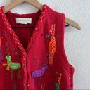 Susan Bristol Vintage  Red Knit Ugly Christmas Novelty Sweater Vest Small Photo 6