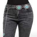 Western Turquoise Boho Belly Metal Waistband Chain Belt Photo 3