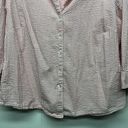 L.L.Bean  Button Front Pink 3/4 Sleeve Wome's Striped Top Size Large Bre… Photo 3