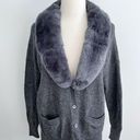 Joie sweater size Small gray cardigan rabbit fur removable Photo 0