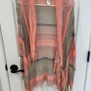 Maurice's  Tan Peach Striped Loose Crochet Cardigan Sweater Women’s Size XS Photo 0