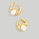 Madewell NWOT  Freshwater Pearl Huggie Hoop Earrings Gold Tone Photo 0