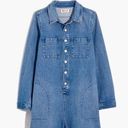 Madewell Denim Long Sleeve Romper in Burnham Wash Extra Small Photo 0