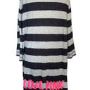 PINK - Victoria's Secret Victoria's Secret PINK Gray/Black Striped Long Sleeve Robe One Size Photo 1