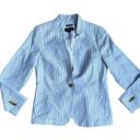 Talbots Talbot Linen Lightweight Seersucker Striped Blazer Womens Size 4 Photo 3