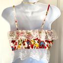 90s Y2K Red Floral Lace Bandeau Tube Crop Top S M​ Size M Photo 5