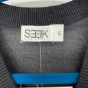 SEEK the Label  BLACK WITH WHITE STRIPES ON ARM LIGHTWEIGHT SWEATER SMALL Photo 3