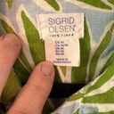 Sigrid Olsen  Tropical Print Long Sleeve Button Up Linen Blouse Size M Photo 2