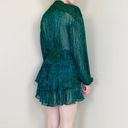 TALULAH Green Blue Sparkle Lamé Ruffle Tiered Mini Long Sleeve Dress Photo 3