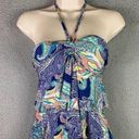 Kenneth Cole  Swim Reaction Top Tankini Womens Size Small Ruffle Halter Blue Photo 0