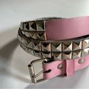 The Row Two Pyramid Studded Belt Leather Silver Pink Punk Rock Biker Y2K Medium Photo 1