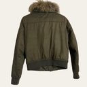 Generation Love  Georgina Asiatic Raccoon Bomber Jacket in Olive Green Sz S Photo 9