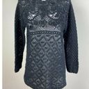 Carole Little  Knitwear Sweater‎ Small Black Open Crochet Knit Floral Long Sleeve Photo 11