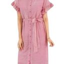 Rachel Parcell  Ruffle Sleeve Dress Button-Down w/ Belt Red White Stripe Medium Photo 0