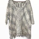 Umgee  Fringe Poncho Knit Shrug White Gray S/M Photo 0