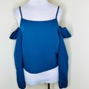 Romeo + Juliet Couture NWT Romeo + Juliet Cold Shoulder Top MEDIUM Ink Blue Ruffle Square Neck Summer Photo 1