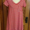 Entro Anthropologie  Red Striped Casual V Neck Dress Photo 11