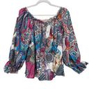 Chic Me  Womens Floral Print Cold Shoulder Puff Sleeve Tie Front Top Blouse Size S Photo 0