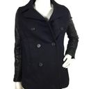 All Saints Zaskia Pea Coat Navy Wool Black Leather
Sleeves Double Breasted Photo 15