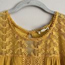 indigo. Rose Mustard Yellow Boho Crochet Lace Dress Size XL Gauzy Sleeveless Photo 1