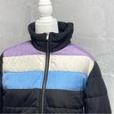 Popsugar  puffer coat black block stripe Medium NWT Photo 1