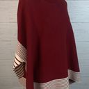 Pink Lily Womens Sweater Size Small burgundy Striped Mock Neck Poncho Pullover Photo 8