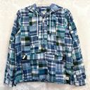 L.L. Bean Women’s Madras Blue/Green Plaid Pullover Anorak SIZE PETITE SMALL GUC Photo 1