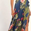 Lulus NWOT  Still the One Blue Floral Print Satin Maxi Dress Photo 0