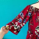 Peach Love California  off the shoulder red floral shirt Photo 1