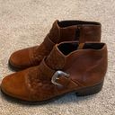 Brighton  Kathmandu brown woven leather side zip ankle booties boots Photo 0