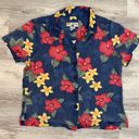 Caribbean Joe Multi-Color Floral Print Short Sleeve Button Down Women's Shirt M Photo 4