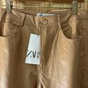 ZARA Tan Leather Pants Photo 1