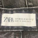 ZARA  Black Denim High Rise Distressed Frayed Raw Hem Casual Jean Shorts Size 8 Photo 2