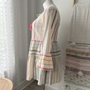 PilyQ  Morgan White Multistripe Embroidered Long Bell Sleeves Beach Mini Dress M Photo 2