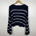 Double Zero  Navy and White Striped Chenille Sweater Size‎ Large Photo 7