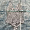 Essue NWT!  Gray Deep V Spaghetti Strap Bodysuit Medium Photo 2