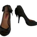 Betsey Johnson  Casey bow back satin mesh inset peep toe high heel shoes black 8 Photo 1