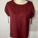 Modcloth  Dark Red Short Sleeve Blouse with Drawstring Sleeves Photo 0