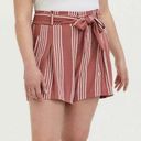 Torrid NEW  Rose Striped Tie Front Shorts Paper Bag Waist High Rise Photo 0