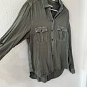 American Eagle  Green Distressed Boyfriend Fit Roll Tab Button Down Shirt L Photo 5