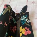 Lane Bryant  casual black floral pull on crop pants side leg ties size 14/16 Photo 1