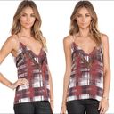 Lovers + Friends  Camisole Tank Top Black Lace Red & Gray Plaid Print Size L Photo 1