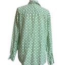 Caslon  Green Geometric Button Up Roll Tab Sleeve Women L Linen Blend Collared Photo 2