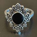 Onyx Vintage black  stone silver plated ring size 7 Photo 0