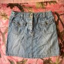 Talbots y2k denim mini skirt with rhinestone details and front pockets Photo 0