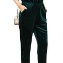 Gianni Bini  Hunter Green Velvet Deep V Plunge Neck Halter Pant Suit Jumpsuit Photo 3