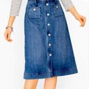 Talbots  Petite Stretch Denim Button Down Skirt Size 10P Photo 0